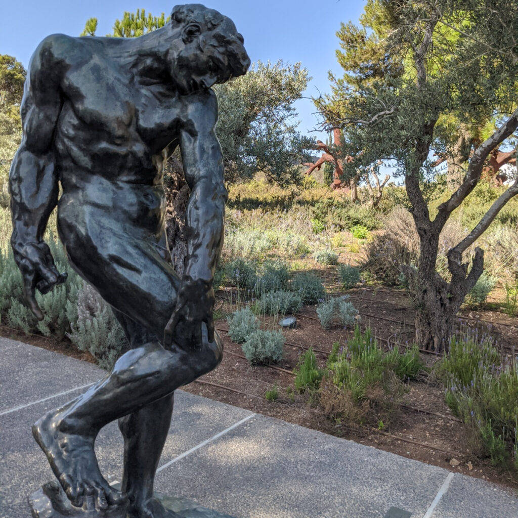 Rodin's sculpture of Adam in the Israel Museum's garden